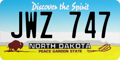 ND license plate JWZ747