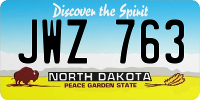 ND license plate JWZ763