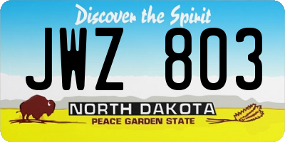 ND license plate JWZ803