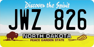 ND license plate JWZ826