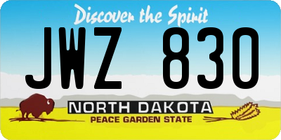 ND license plate JWZ830