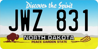 ND license plate JWZ831