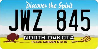 ND license plate JWZ845