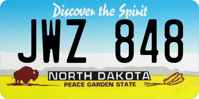 ND license plate JWZ848