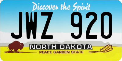 ND license plate JWZ920