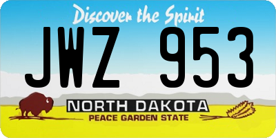 ND license plate JWZ953