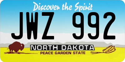 ND license plate JWZ992