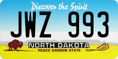 ND license plate JWZ993