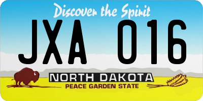 ND license plate JXA016