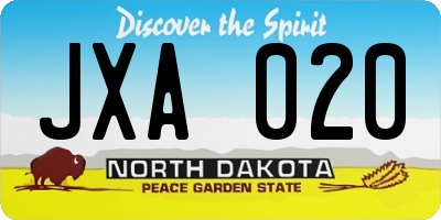 ND license plate JXA020