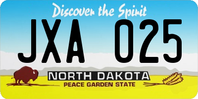 ND license plate JXA025