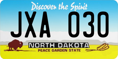 ND license plate JXA030