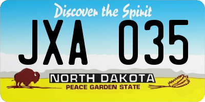ND license plate JXA035