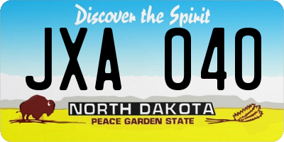 ND license plate JXA040