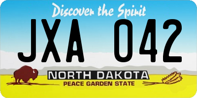 ND license plate JXA042