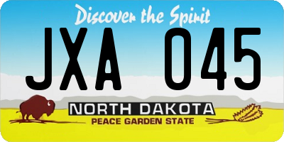 ND license plate JXA045