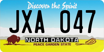 ND license plate JXA047