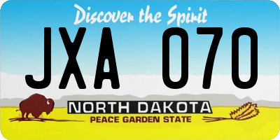 ND license plate JXA070