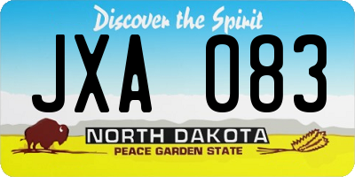 ND license plate JXA083