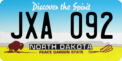 ND license plate JXA092