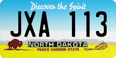 ND license plate JXA113
