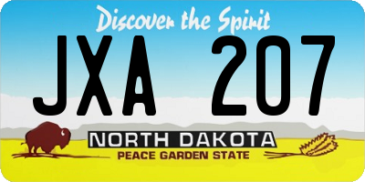 ND license plate JXA207