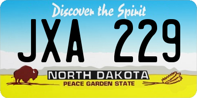 ND license plate JXA229