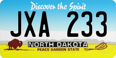 ND license plate JXA233