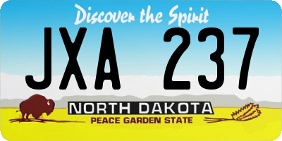 ND license plate JXA237