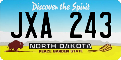 ND license plate JXA243