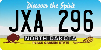 ND license plate JXA296