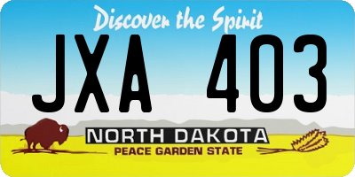 ND license plate JXA403