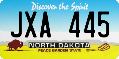 ND license plate JXA445