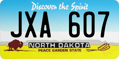 ND license plate JXA607