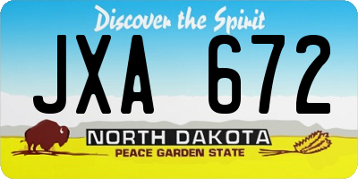 ND license plate JXA672