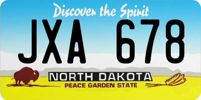 ND license plate JXA678