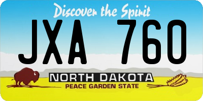 ND license plate JXA760