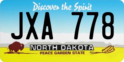 ND license plate JXA778