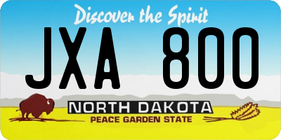 ND license plate JXA800