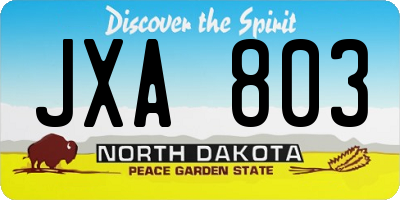 ND license plate JXA803