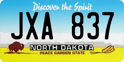 ND license plate JXA837