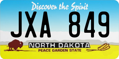 ND license plate JXA849