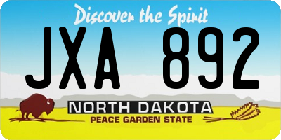 ND license plate JXA892
