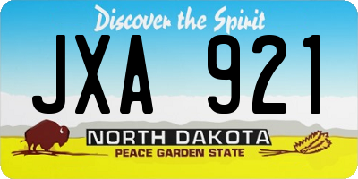 ND license plate JXA921