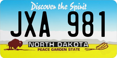 ND license plate JXA981