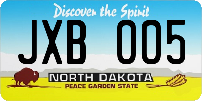 ND license plate JXB005