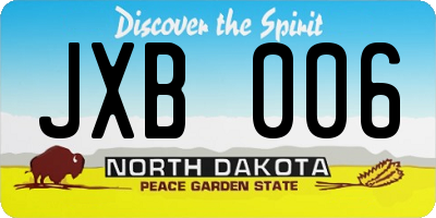 ND license plate JXB006