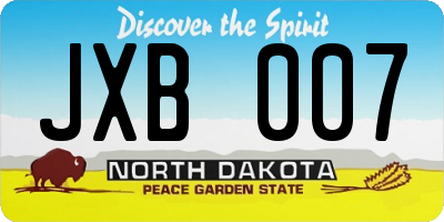 ND license plate JXB007