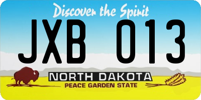 ND license plate JXB013