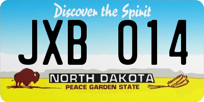 ND license plate JXB014